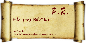 Pápay Réka névjegykártya